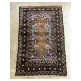 Vintage, Hand-knotted Afghan Baluchi Wool Rug with