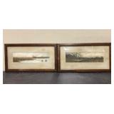 Two (2) Framed Watercolor Painting Prints by Wedwo
