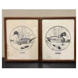 Vintage Framed Rod Lawrence Duck Prints featuring