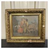 Antique Framed Print With Some Damage 13"X13"