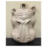 Hand-Carved Stone Hippo Mask or Wall Hanging - 10"