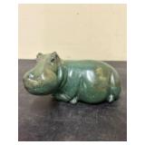 Hand-Carved Stone Hippopotamus, likely Verdite, ma