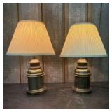 Pair Of Brass Cylinder Lamps 12"X18"