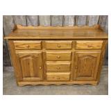 Solid Oak Wood Sideboard Or Buffet Cabinet 58"X18"