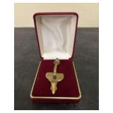 Antique to Vintage Brass Pendant or Brooch featuri