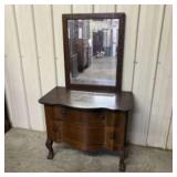 Antique Serpentine Front Tiger Oak Dresser With Mi