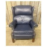 Berkline Chippendale Reclining Wing Chair In Navy