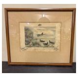 Framed "Group Of Wild Fowl" Print - 16"x18.5"