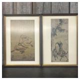 Two Framed Chinese Hanging Scrolls Featuring The L