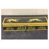 Vintage Hand-painted, Lacquered Wooden Pen Box mad