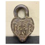 Antique Brass Heart Railroad Switch Lock, thought