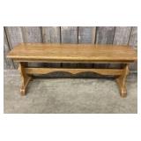 Solid Oak Wood Bench 14"X48"X19"