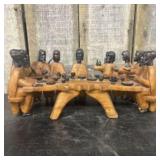 African Hand-Carved Wooden Sculpture Depiction Of