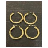 4 14k Gold Earrings, one with missing post - 1", 3