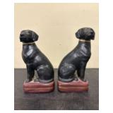Vintage Black Labrador Retriever Ceramic Bookends