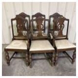 Set Of 6 Jacobean Style Walnut Dining Chairs 24"X3