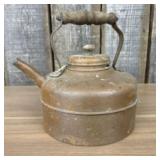 Vintage Copper Tea Kettle - Wooden Handle, Made In