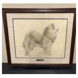 Framed Original Sketch Chow Dog by George Ford Mor