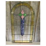 Vintage Stained Glass Window Panel featuring a Geo
