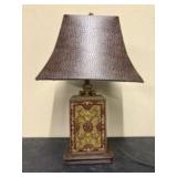 Painted Metal Decorative Table Lamp with Leather L