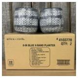 Pair Of New Allen-Roth 8" Blue X-Band Planters 8"