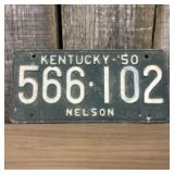 1950 Kentucky License Plate From Nelson County 12"