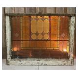Antique Arts & Crafts Stained Leaded Glass Window,