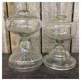 Vintage Set of Clear Glass Oil Or Kerosene Lamp Ba