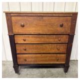 Early Cherry Empire Style Chest Of Drawers 21"X44"