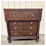 Antique American Empire Flame Mahogany Chest Of Dr