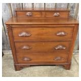 Victorian Carved Walnut Step-Back Dresser Chest wi