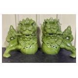 Vintage Chinoiserie Green Majolica Glazed Ceramic