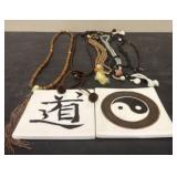 Taoist or Buddhist Prayer Beads and Two Decorative