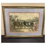 Framed Print titled Horse & Carriage or Chevaux et