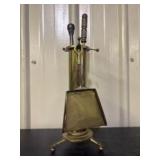 Vintage Brass Petite Fireplace Tool Set 6"X16"