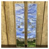 Pair Of Custom-Made Stained Glass Panels Depicting