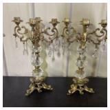 Vintage Hollywood Regency Style Brass And Crystal