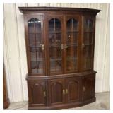 2pc. Cherry Finish China Cabinet With Glass Shelve
