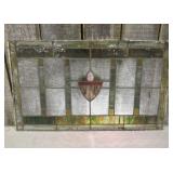 Antique Stained Glass Window Pane featuring a Cent