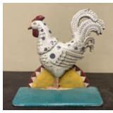 Vintage Cast Iron Rooster Door Stop - 8"x8"