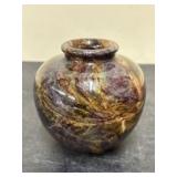 Polished Marble Stone Bud Vase with Purple, Black,