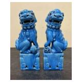 Vintage Chinese Blue-Glazed Ceramic Foo Dogs Booke