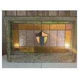 Antique Leaded Stained Glass Window Panel featurin