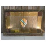 Antique Leaded Stained Glass Window with a Central