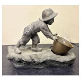 Art Deco Bronze and Stone Sculpture Light by A. de