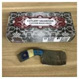 Damascus Fixed Blade Knife With Decorated Handle,