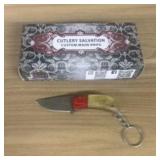 Damascus Fixed Blade Knife With Decorated Handle,