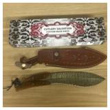 Custom Kukri Style Damascus Fixed Blade Knife With