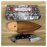 Custom Damascus Fixed Blade Fist Knife With Decora