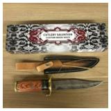 Fixed Blade Bowie Or Hunting Knife With Damascus B